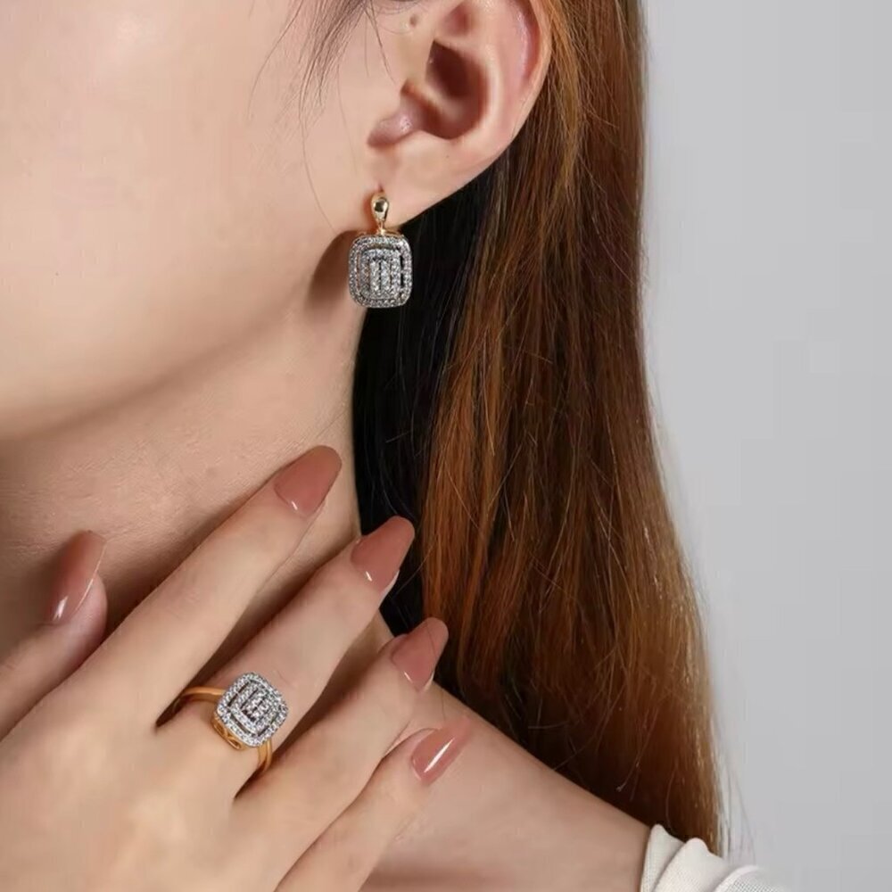 New Vintage Style Huggie Earrings CZ Pave Filigree 18k Plated Regency Victorian - Picture 2 of 8